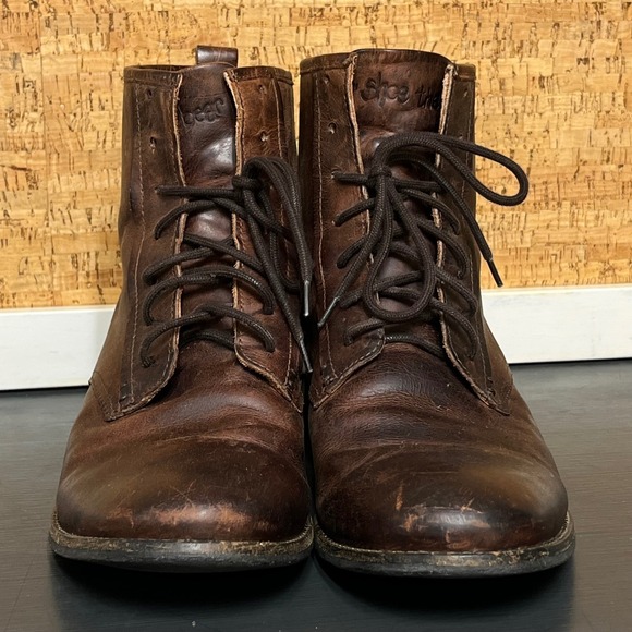 Shoe the Bear Men Brown Leather Lace Up Combat Boots heritage Distressed Size 10 main image 11